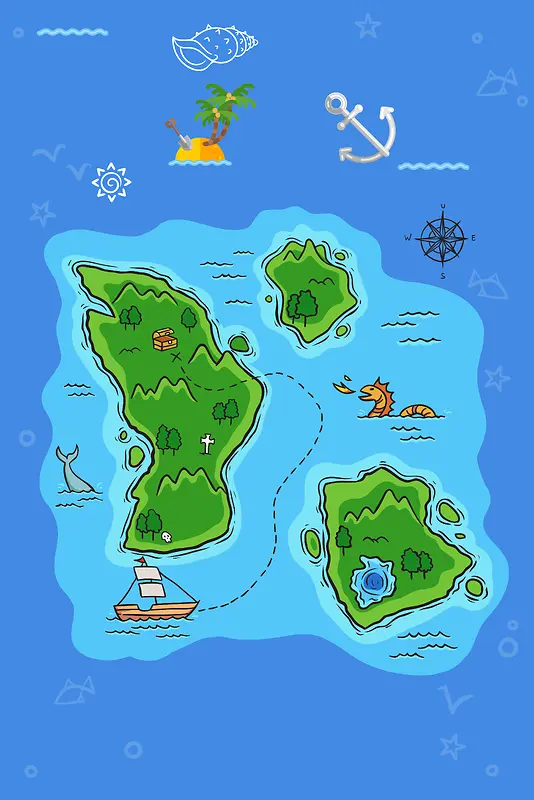 小岛探险海报背景