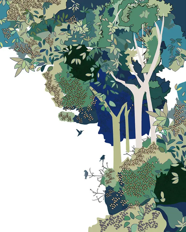矢量图森林植物海报背景图