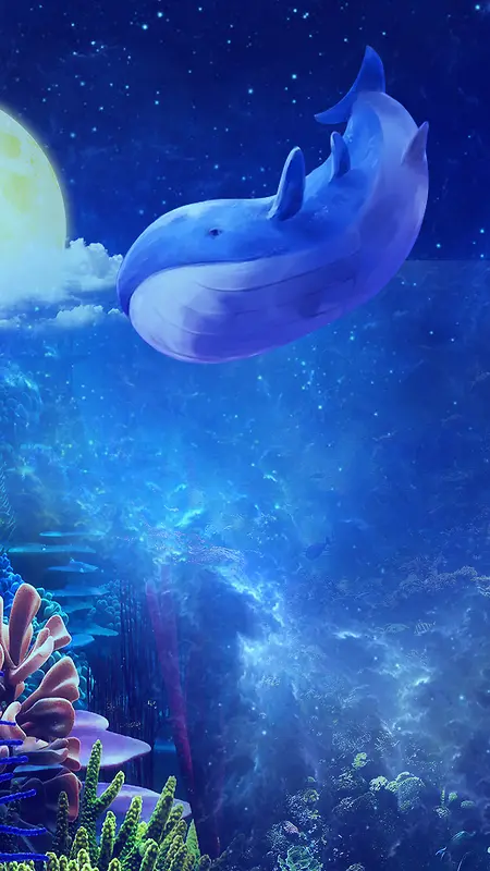 海洋海豚蓝色海底世界背景