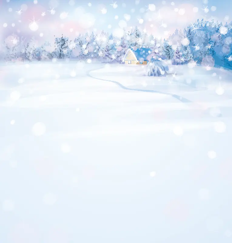 冬季水彩雪景背景素材