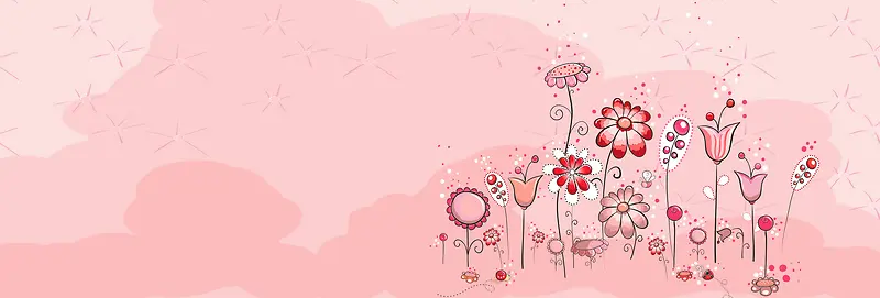 粉红色花朵卡通背景图