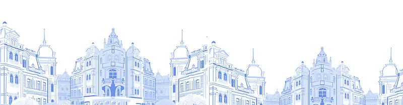 蓝色手绘建筑背景