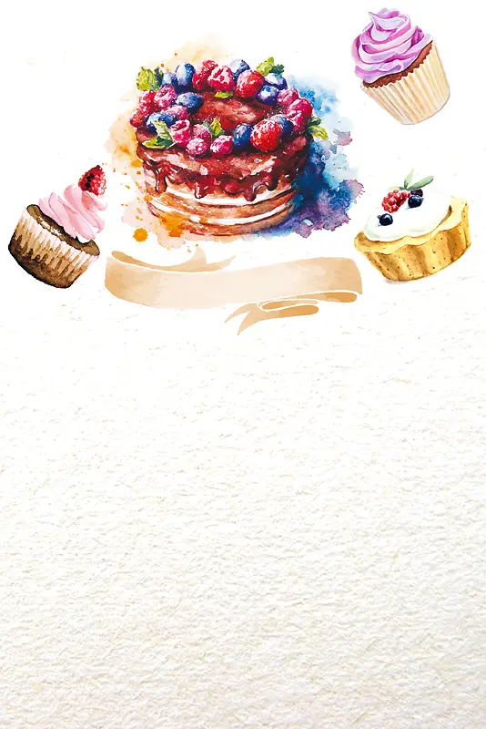 蛋糕西点店水粉画海报