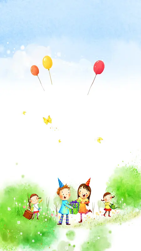 欢乐儿童节气球背景