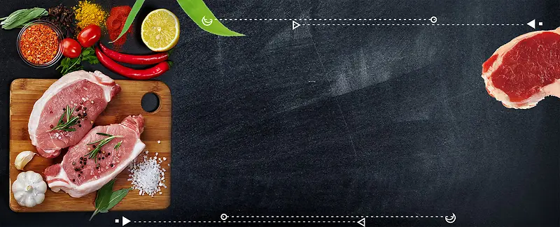 新鲜猪肉简约黑板质感banner