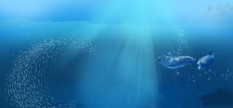 立夏海底世界小清新蓝色背景