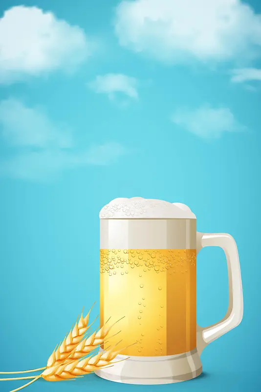 矢量夏日啤酒节蓝色海报背景