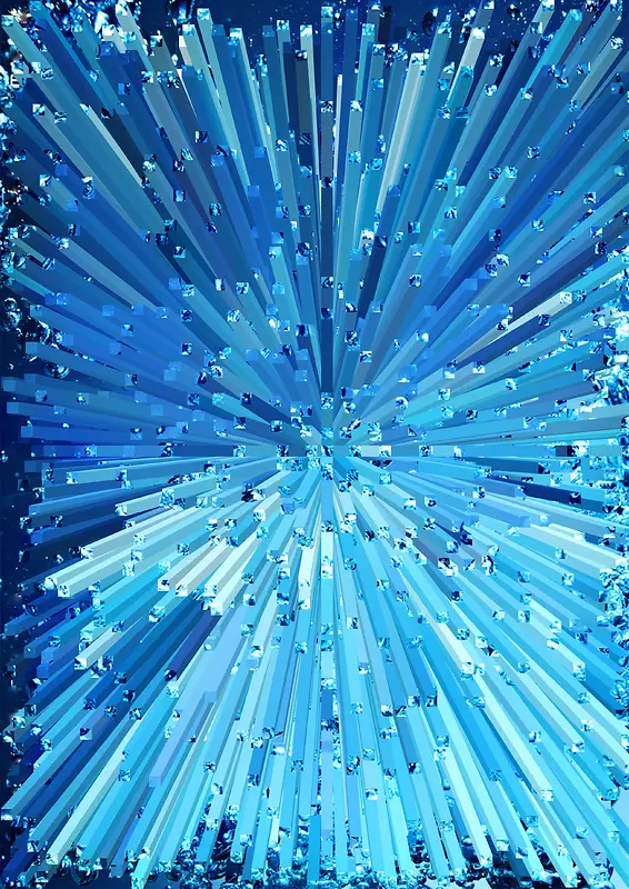 珊瑚蓝3D立体清透水晶放射柱体背景