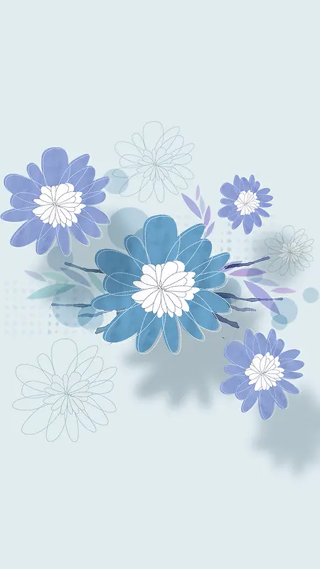 清新淡雅手绘花朵背景图