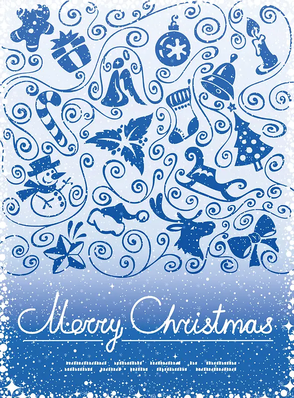 蓝色纹饰圣诞节背景素材