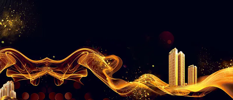 大气地产黑金质感黑色banner