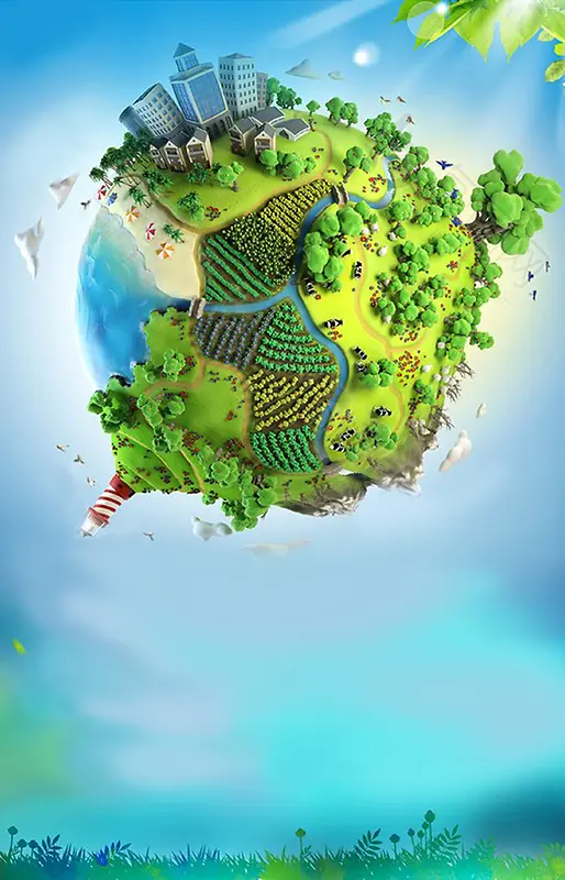 创意绿色地球环保海报素材图
