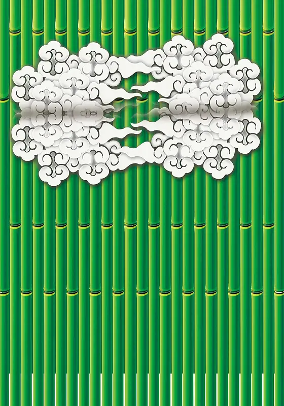 绿色竹子上的祥云背景素材