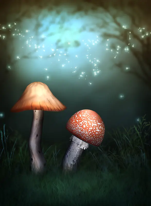 浪漫蘑菇背景