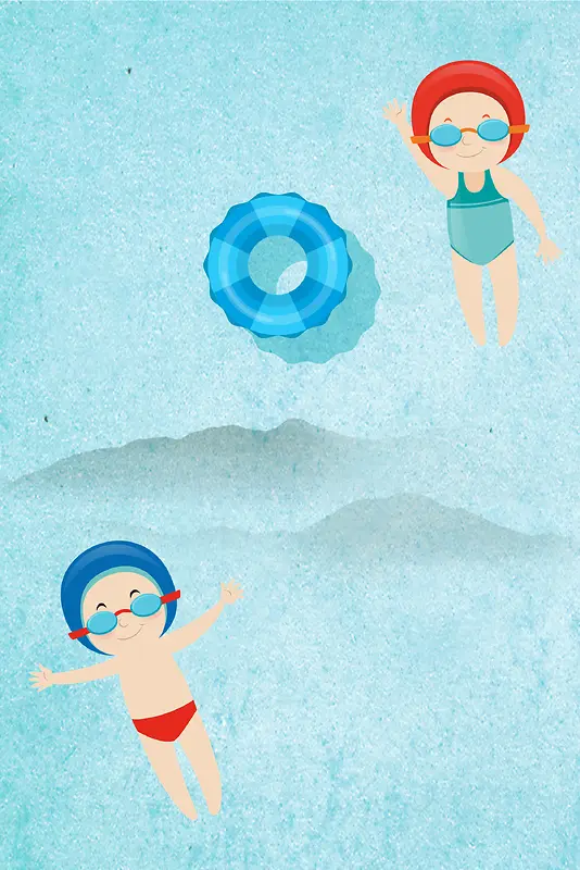 夏日游泳卡通海报背景