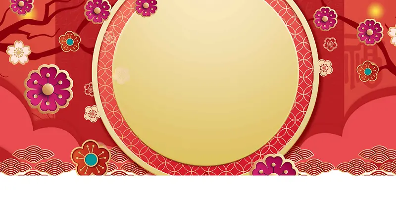 新年春节红色大气立体3d简约中国风背景banner