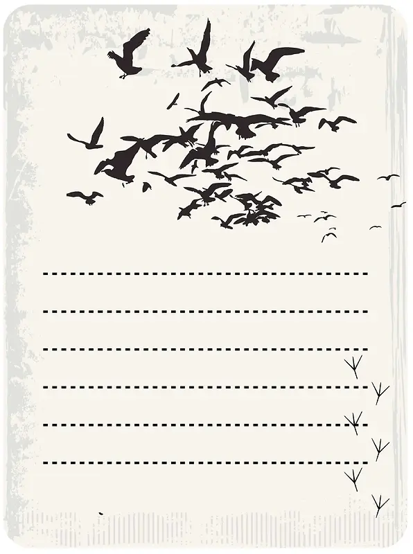 飞鸟剪影个性设计复古褶皱信纸背景