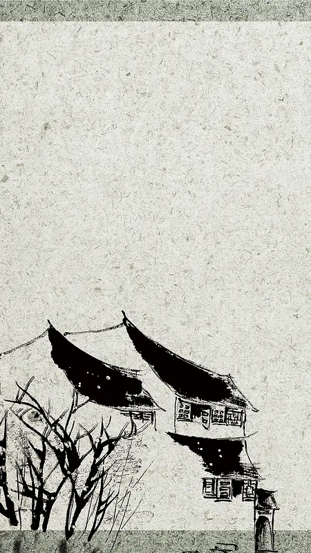 质感古典房屋水墨中国风背景素材