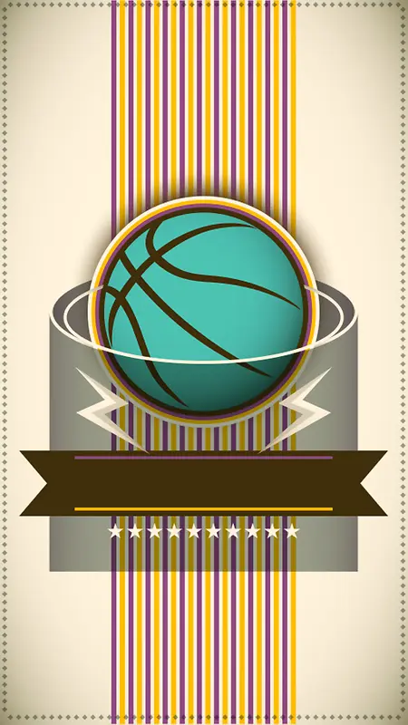 卡通条纹背景篮球矢量H5背景图