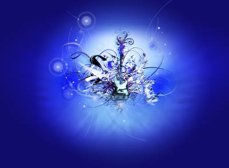 蓝白渐变中心抽象花束丛生的科技背景