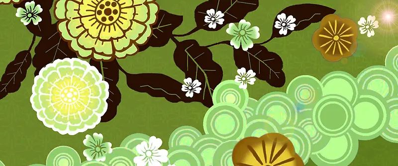 绿色花朵纹理背景