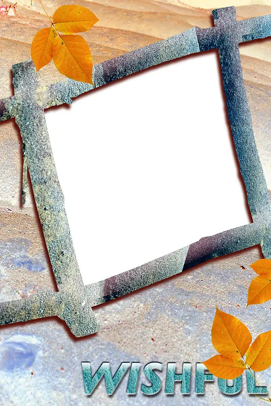 枫叶条石组成的质感相框背景图片