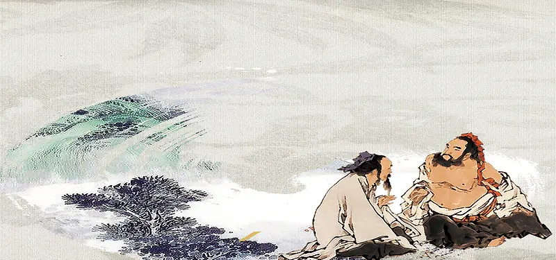 水墨画人物中国风设计海报背景
