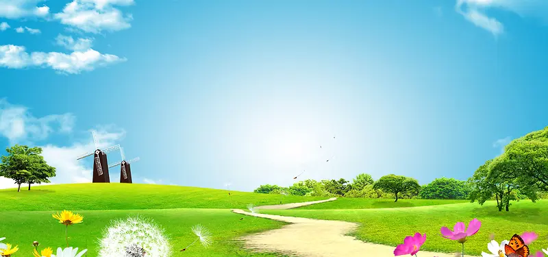 春天简约清新绿色背景