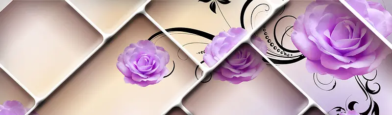立体方格紫花背景图