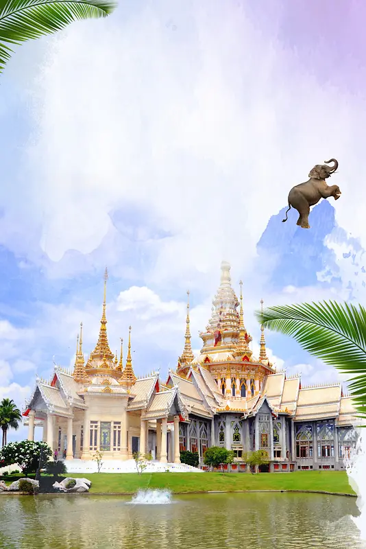 多彩背景泰国旅游海报