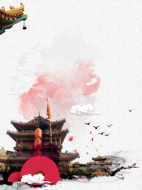 中国风传统建筑背景模板