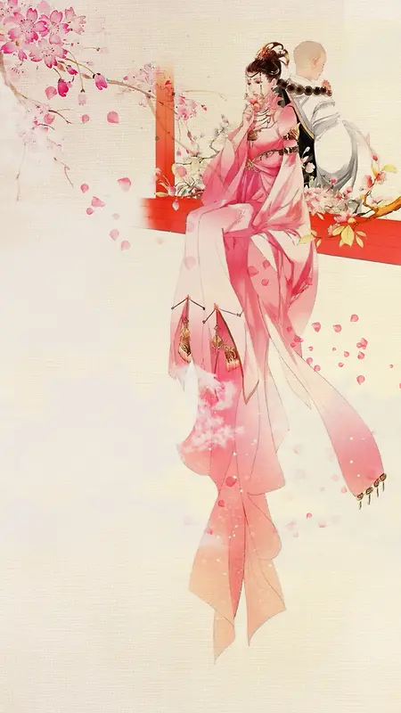 三生三世十里桃花人物手绘背景素材