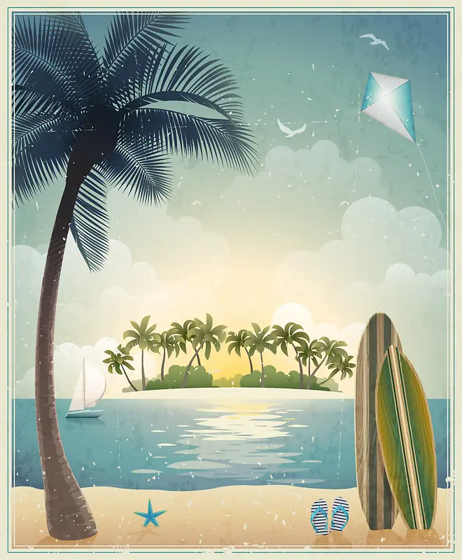 创意海岛旅行海报