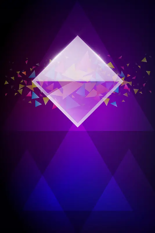 时尚紫色几何三角形商用海报背景