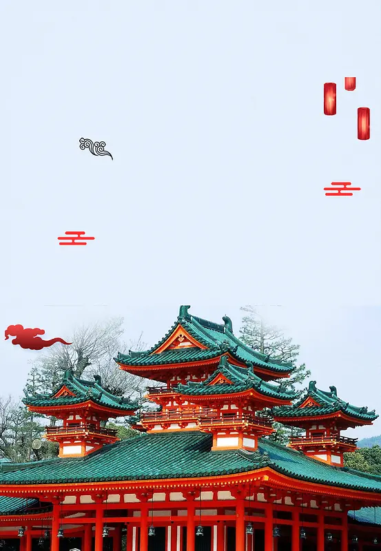 冬季旅游蓝色简约名古屋宣传海报