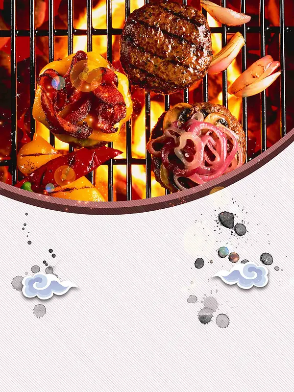 烧烤烤肉美食宣传促销海报背景模板