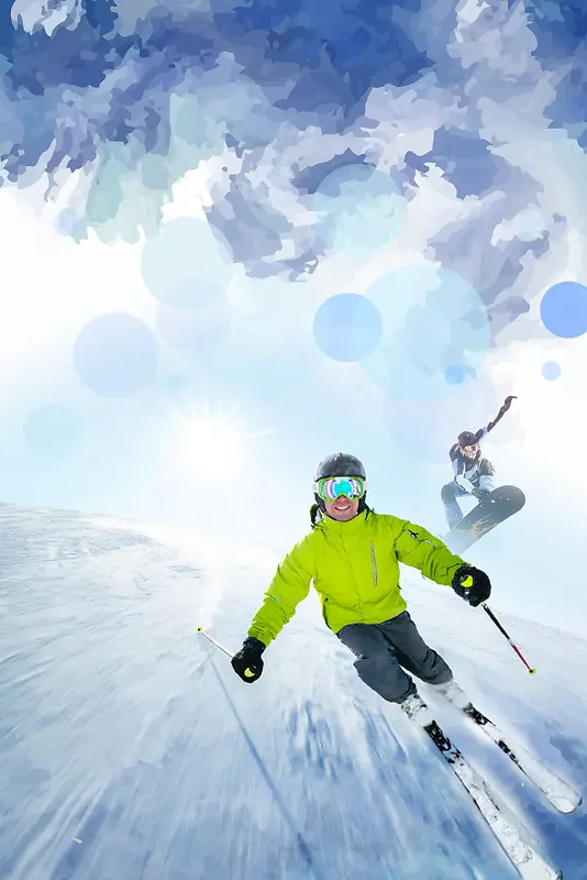 清新冬季滑雪运动