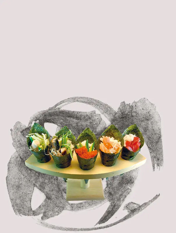 灰色日料寿司美食海报背景