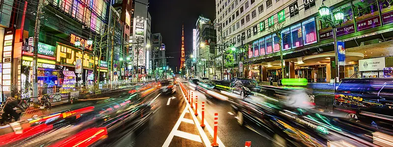 城市街道灯光夜景背景