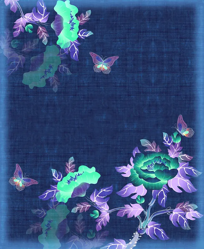 棉麻质感彩色花卉平面广告