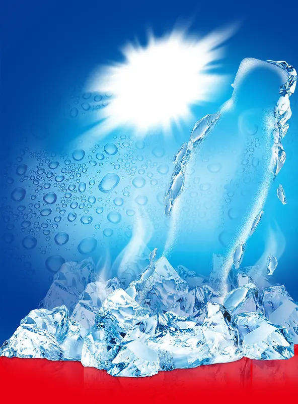 夏季冰爽冰块饮料海报背景素材