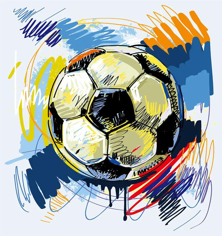 彩绘足球插画背景素材