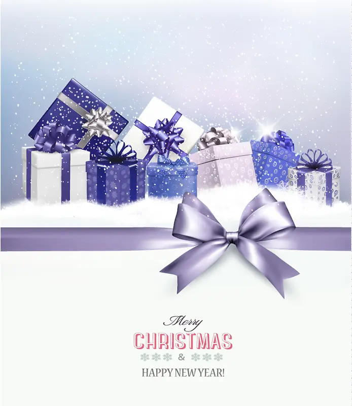 精美紫色礼盒圣诞贺卡背景素材