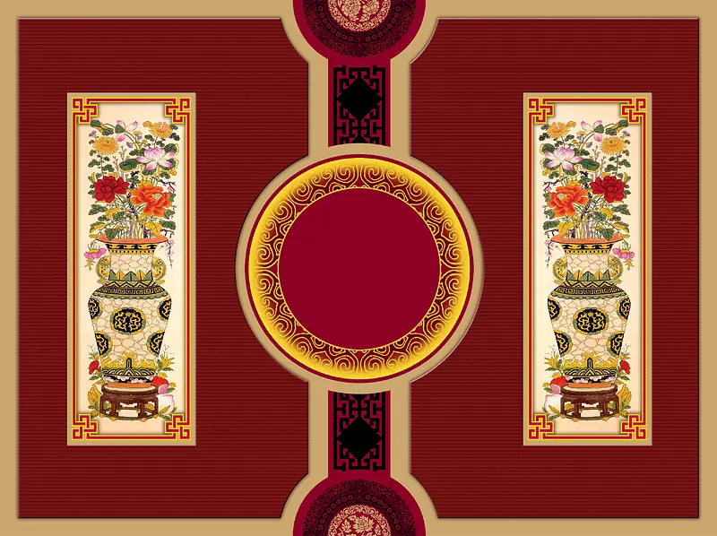 中式复古传统春节礼盒海报背景素材