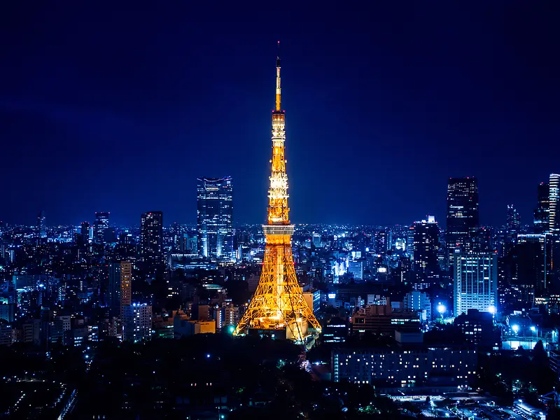 日本东京她夜晚背景