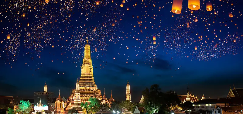 泰国孔明灯背景图