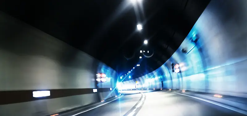 隧道风景蓝色旅游海报背景