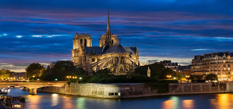 法国建筑夜景背景