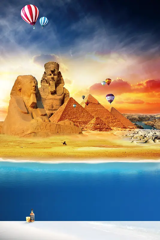 埃及豪华游轮深度游海报背景素材