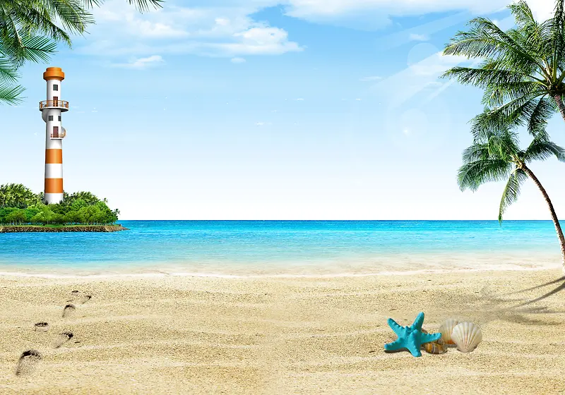 清新海滩夏季度假海报背景素材
